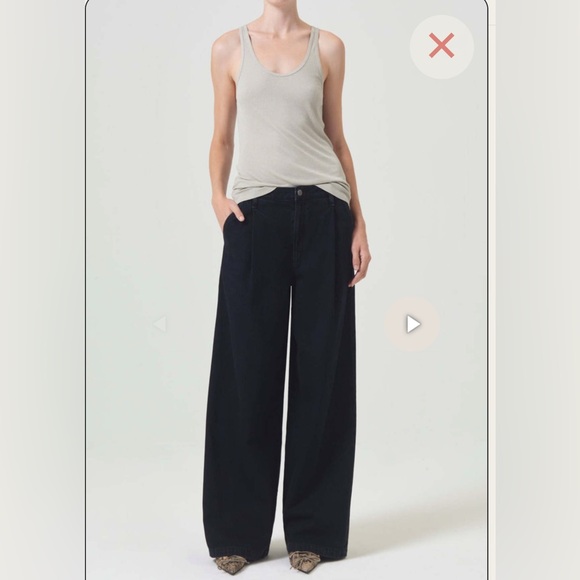 Agolde Ellis Trouser Denim Pants Sz 26 Wide Leg Cotton Retro - Picture 1 of 10